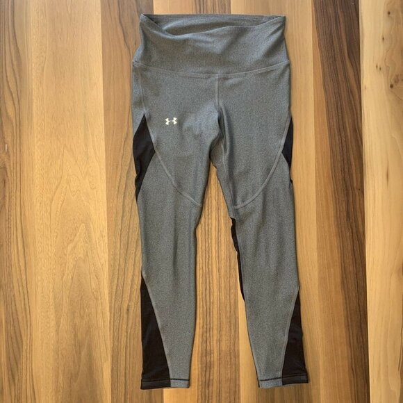 Under Armour Womens Gray Capri Heatgear Mesh Ankle Crop Leggings Sz. SMALL - Picture 2 of 4